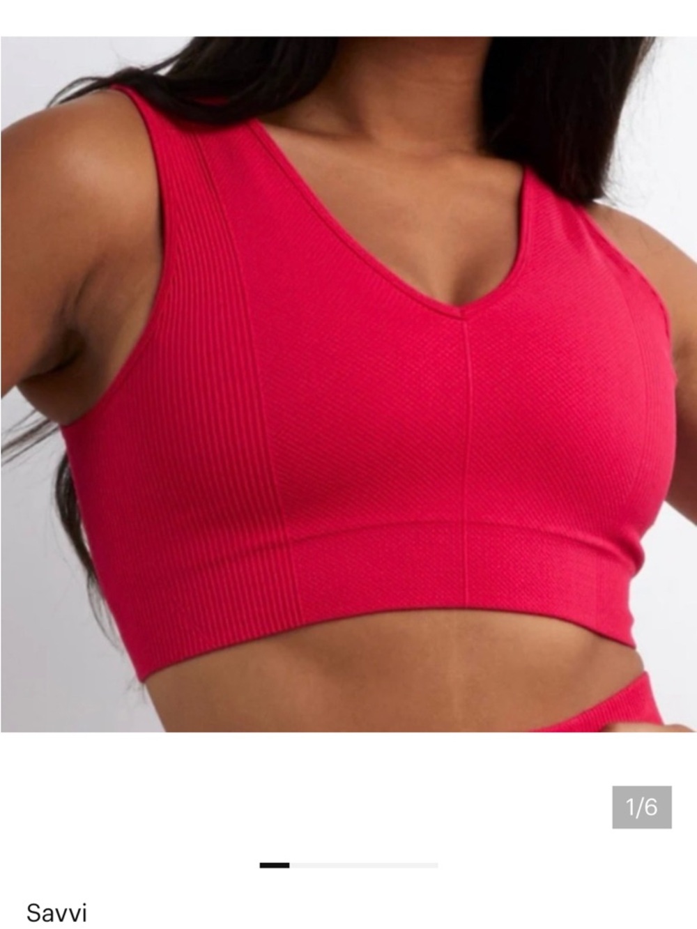 Raspberry color bra top large but runs like medium. Soft removable pads